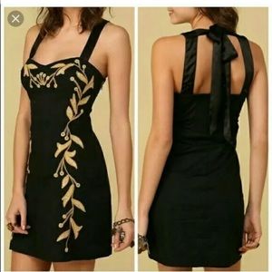 Free People black dress size 4 gold embellishments